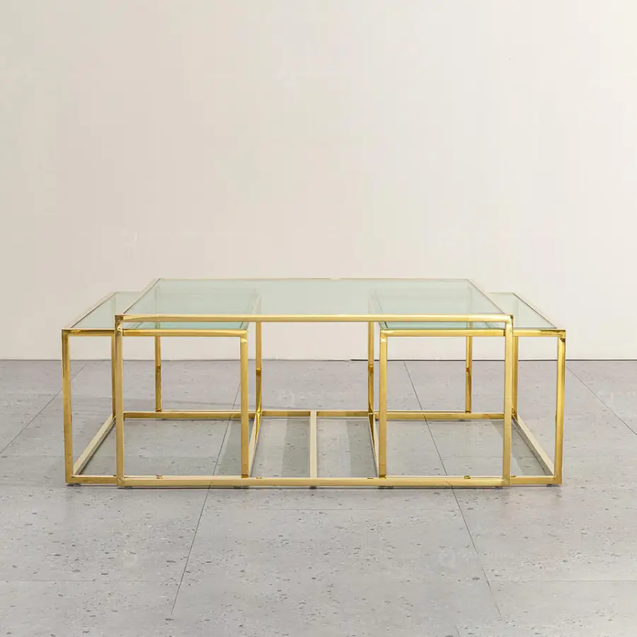 Custom Living Room Ss Furniture Beautiful Gold Frame Modern Side Glass Mirror Coffee Table — image 3