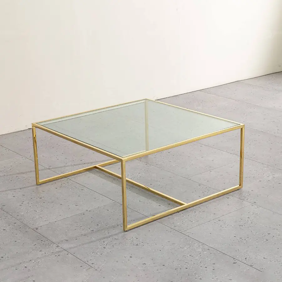 Custom Living Room Ss Furniture Beautiful Gold Frame Modern Side Glass Mirror Coffee Table — image 5
