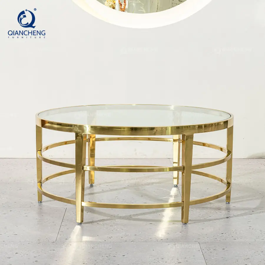 QIANCHENG Modern Design New Center Table Furniture Wholesale Dubai Popular Glass Coffee Table with Storage Modern Living Room — image 3
