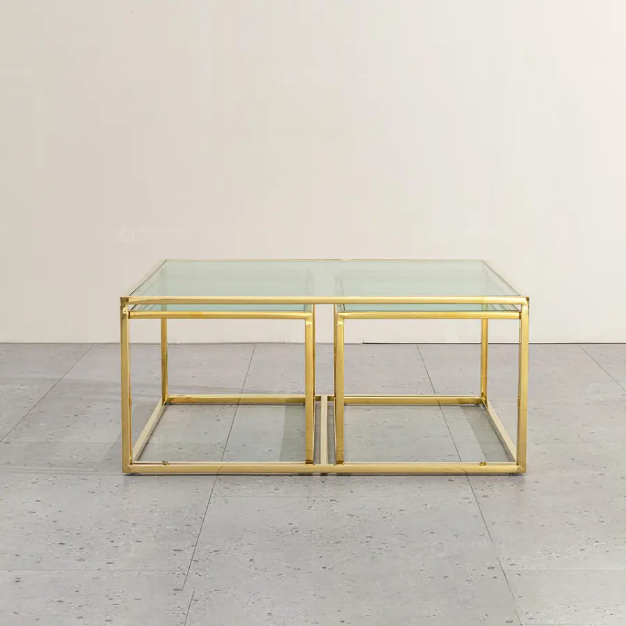 Custom Living Room Ss Furniture Beautiful Gold Frame Modern Side Glass Mirror Coffee Table — image 6
