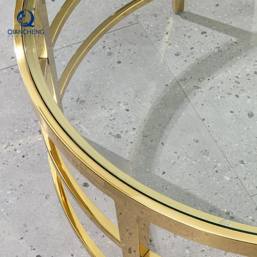 QIANCHENG Modern Design New Center Table Furniture Wholesale Dubai Popular Glass Coffee Table with Storage Modern Living Room — image 4