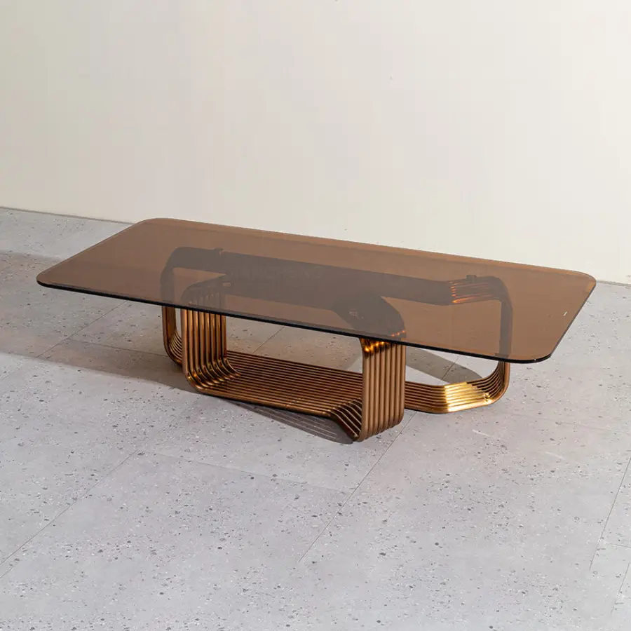 Clear Glass Top Stainless Steel Modern Coffee Table Foshan — image 5