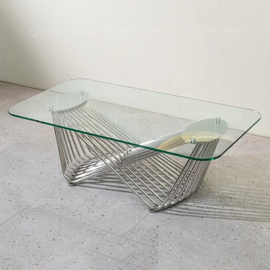 Qiancheng Furnitures Contemporary Center Tables Tempering Glass Living Room Furniture Sets Coffee Table — view 1