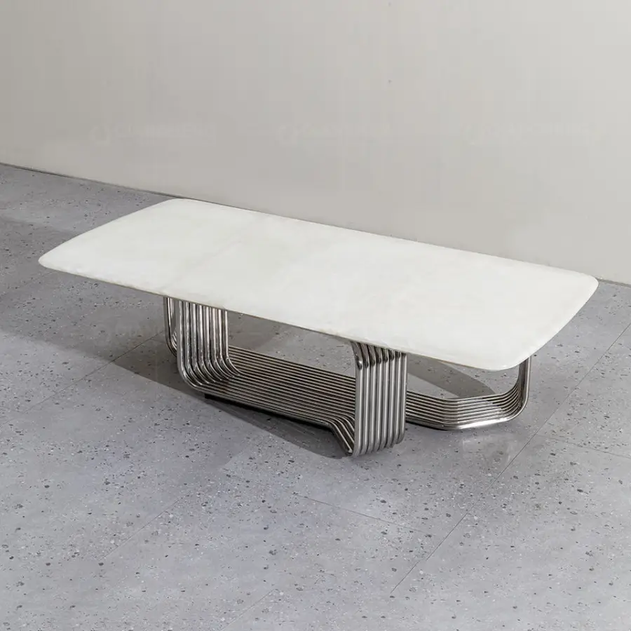 Clear Glass Top Stainless Steel Modern Coffee Table Foshan — image 6