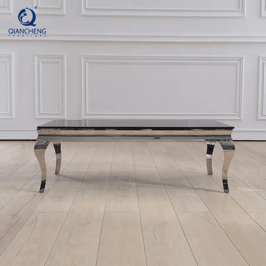 White Marble Silver Ss Furniture Custom Design Modern Cabinet Coffee Table — image 4