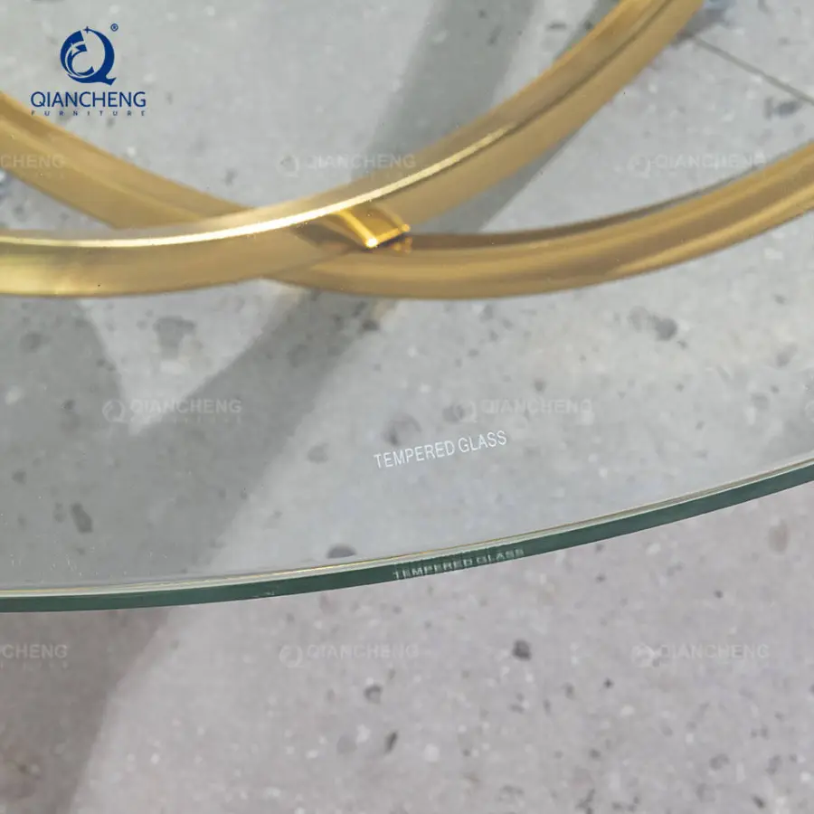 QIANCHENG Stainless Steel Tube Modern Tables Living Room Luxury Round Center Coffee Table for Home Furniture — view 4