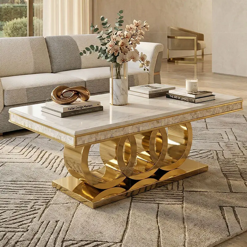 SS Furniture Contemporary Modern Designs Marble Glass Centre Coffee Table — view 1