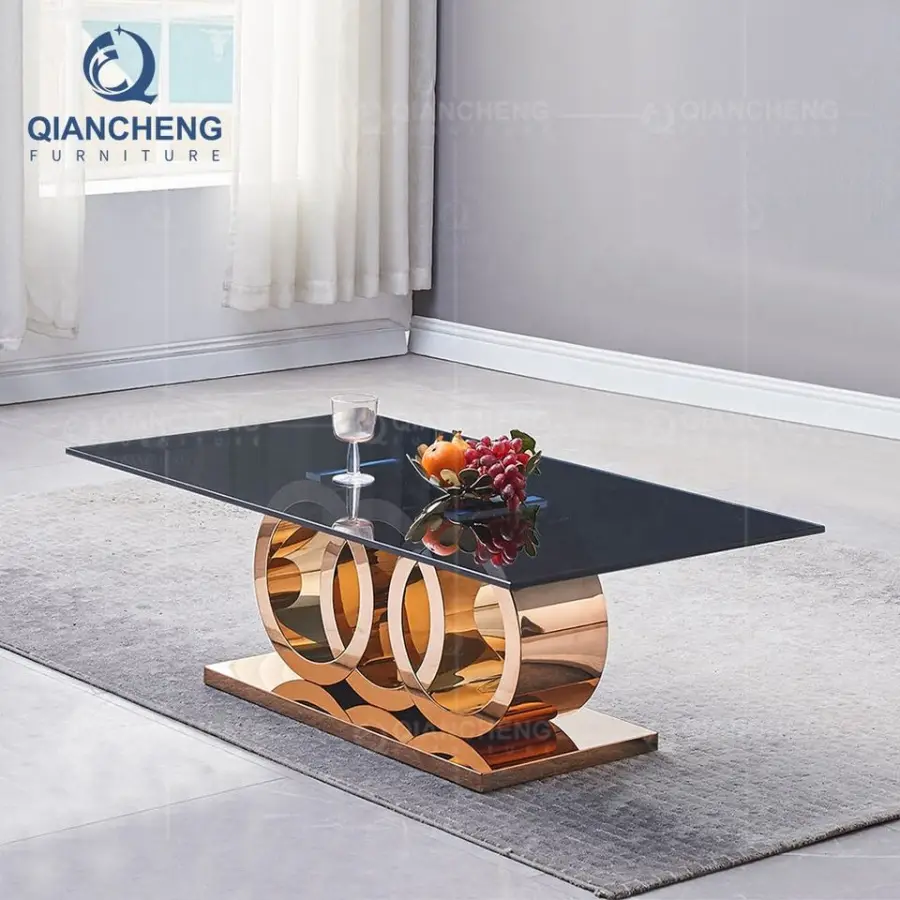 SS Furniture Contemporary Modern Designs Marble Glass Centre Coffee Table — image 4