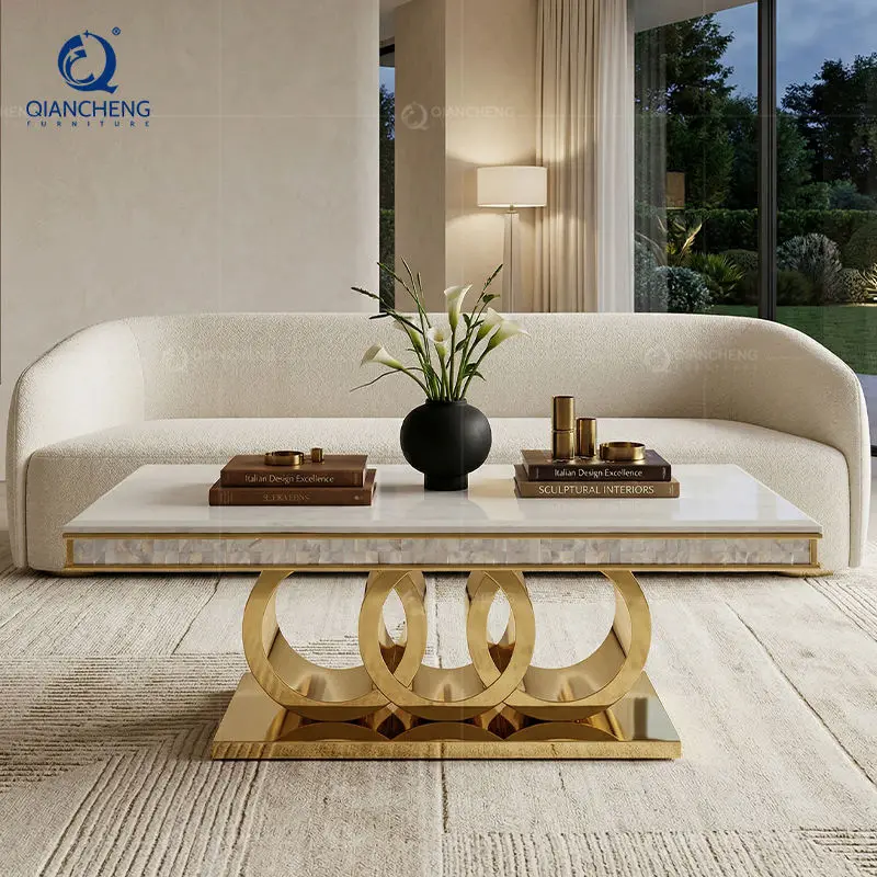 SS Furniture Contemporary Modern Designs Marble Glass Centre Coffee Table — image 5