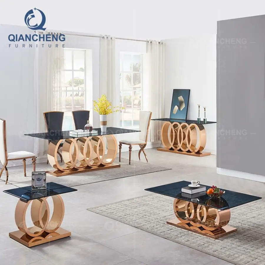 SS Furniture Contemporary Modern Designs Marble Glass Centre Coffee Table — image 6