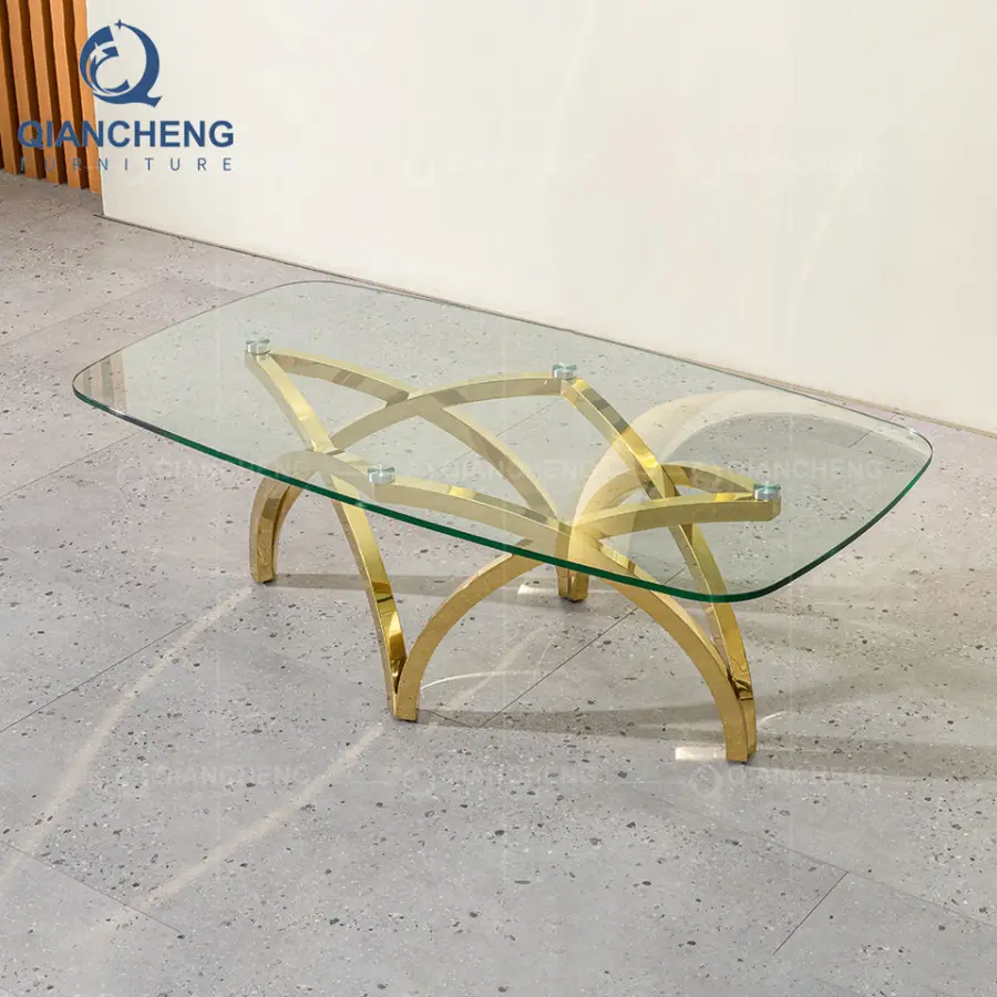 QIANCHENG Postmodern Minimalist Design Living Room Table Hot Design Stainless Steel High-end Luxury Coffee Tea Table — view 1