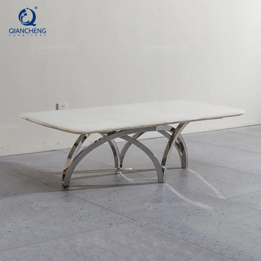 QIANCHENG Postmodern Minimalist Design Living Room Table Hot Design Stainless Steel High-end Luxury Coffee Tea Table — image 3