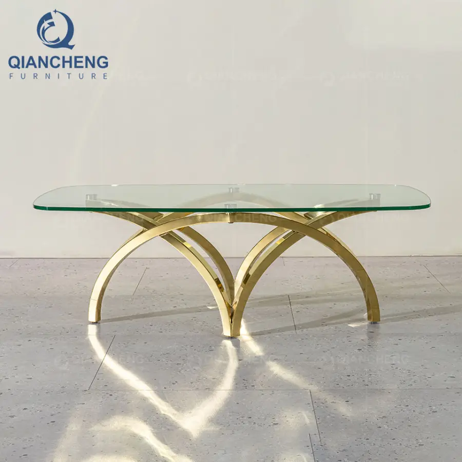 QIANCHENG Postmodern Minimalist Design Living Room Table Hot Design Stainless Steel High-end Luxury Coffee Tea Table — image 4