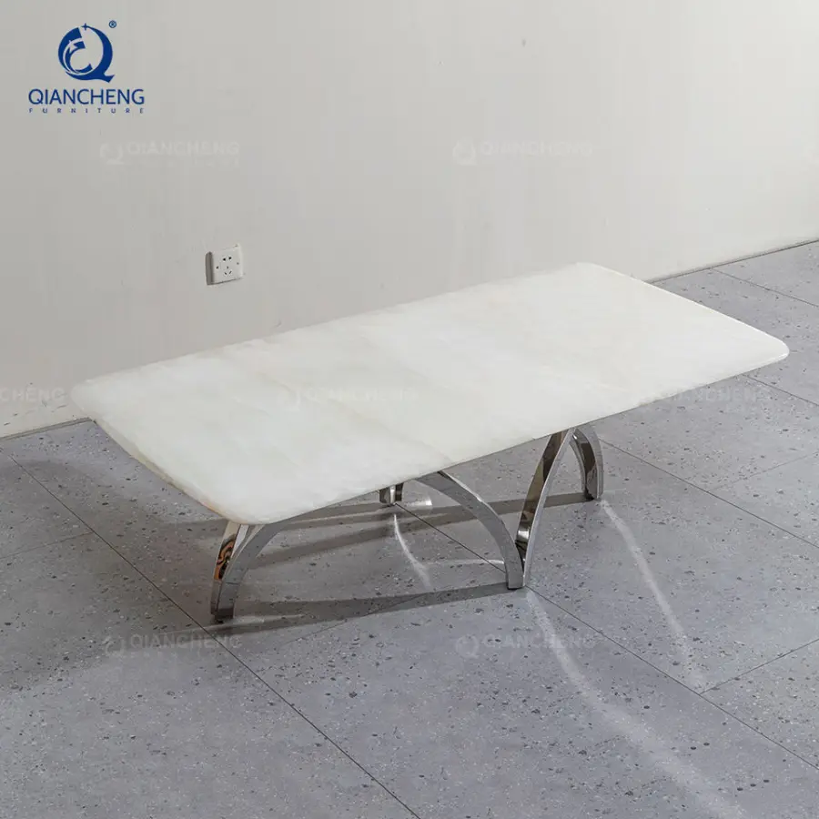 QIANCHENG Postmodern Minimalist Design Living Room Table Hot Design Stainless Steel High-end Luxury Coffee Tea Table — image 5