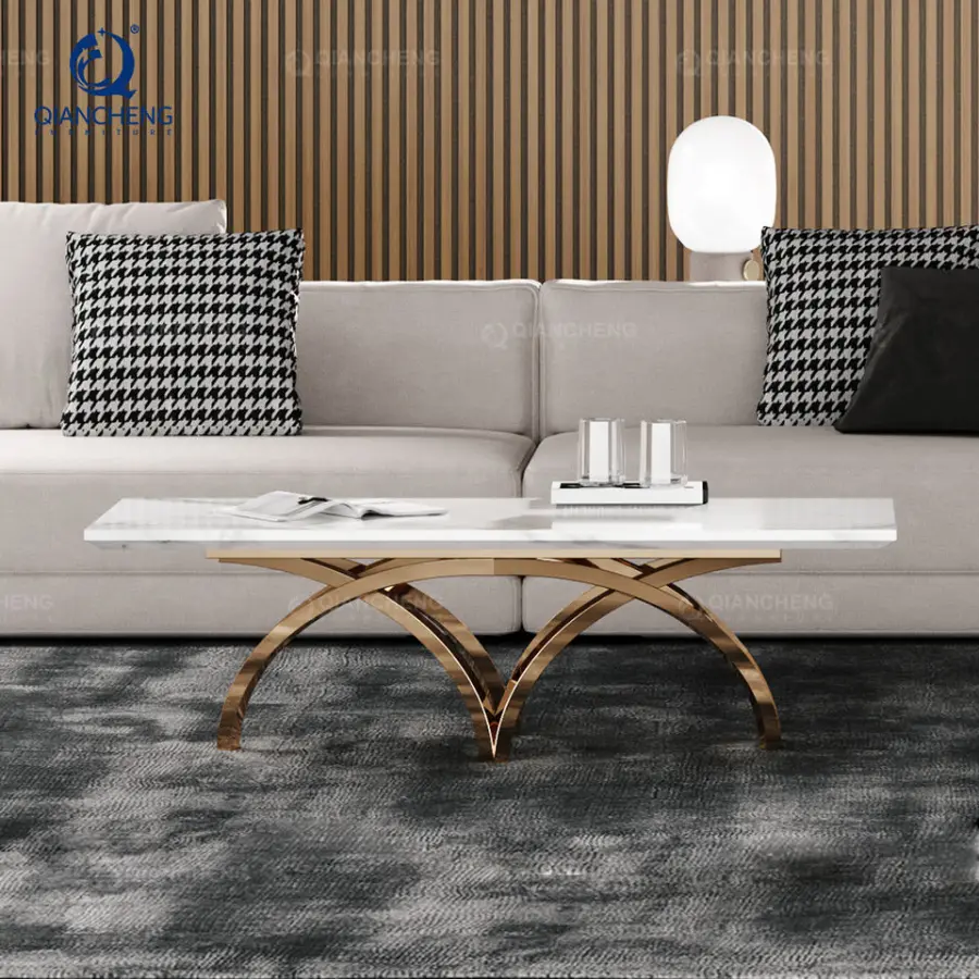 QIANCHENG Postmodern Minimalist Design Living Room Table Hot Design Stainless Steel High-end Luxury Coffee Tea Table — image 6