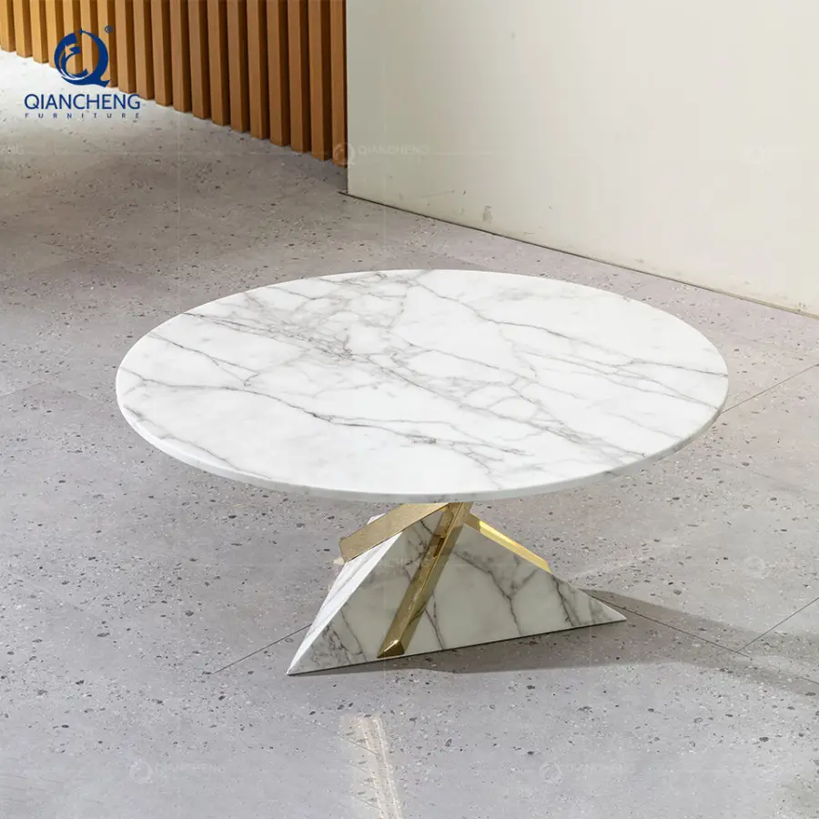 Guangdong Outdoor Metal Coffee Table Italian Design Round Bed Side Marble Coffee Accent Table Other Living Room Furniture — image 3