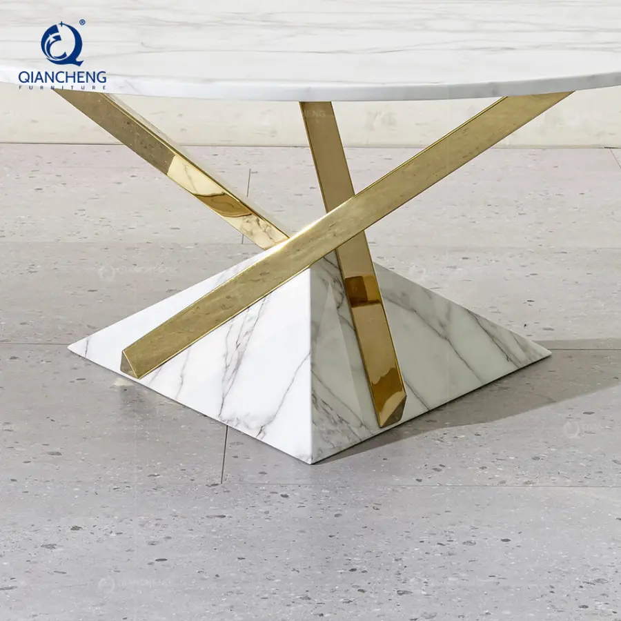 Guangdong Outdoor Metal Coffee Table Italian Design Round Bed Side Marble Coffee Accent Table Other Living Room Furniture — image 5