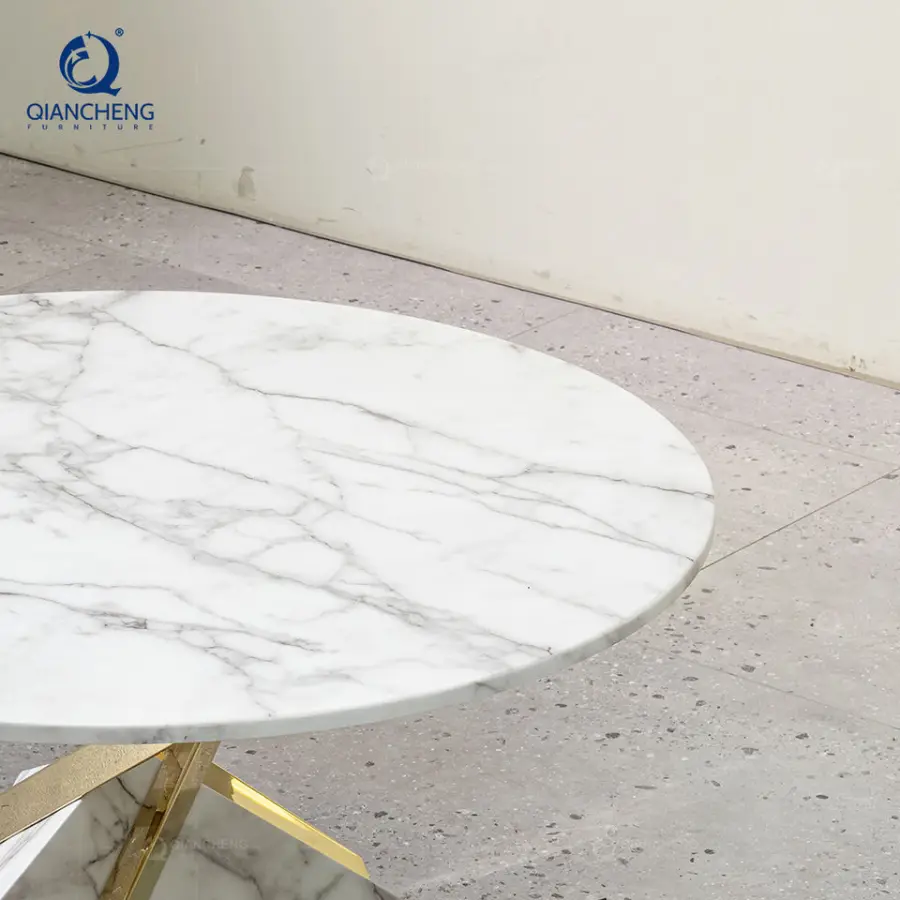 Guangdong Outdoor Metal Coffee Table Italian Design Round Bed Side Marble Coffee Accent Table Other Living Room Furniture — image 6