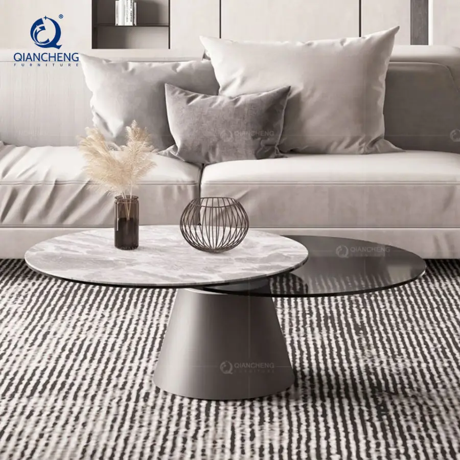Gold Base Sinter Stone Smart Coffee Table — view 1