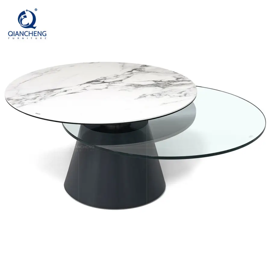 Gold Base Sinter Stone Smart Coffee Table — image 3