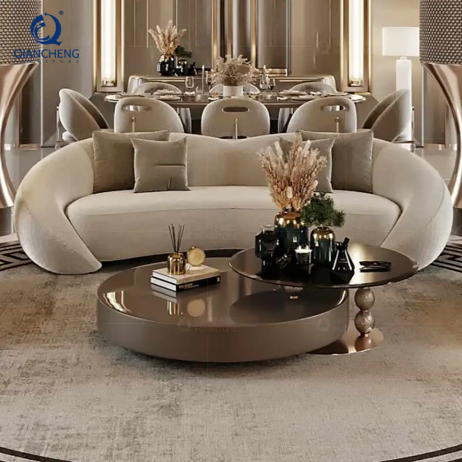 Foshan Wholesale High Quality Round Coffee Table Design Night Club Luxury Quality Metal and Glass Multifunction Center T — view 1