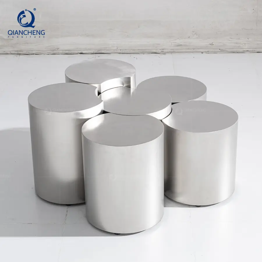 Combination Coffee Side Tea Table for Living Room Foshan Furniture Market Stainless Steel Corner Table and Coffee Table Set — image 3