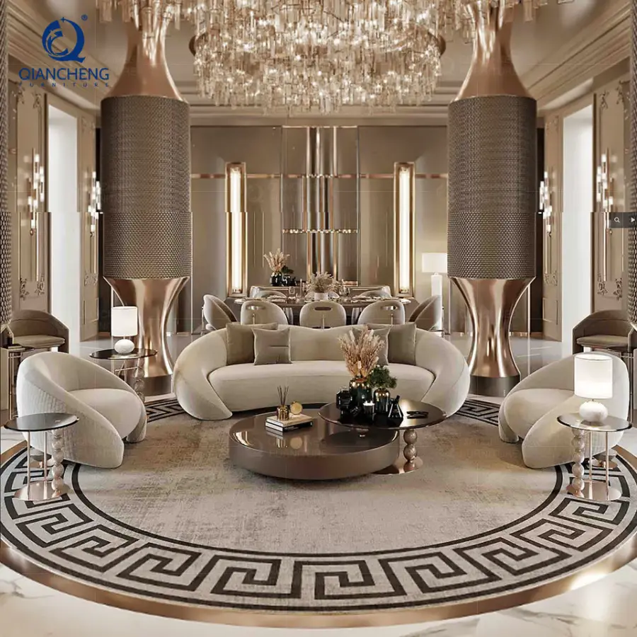 Foshan Wholesale High Quality Round Coffee Table Design Night Club Luxury Quality Metal and Glass Multifunction Center Table — image 3