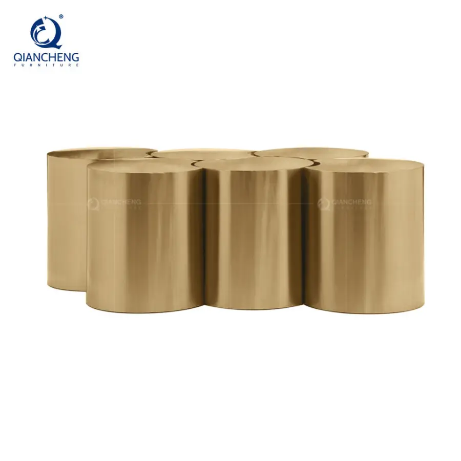 Combination Coffee Side Tea Table for Living Room Foshan Furniture Market Stainless Steel Corner Table and Coffee Table Set — image 6