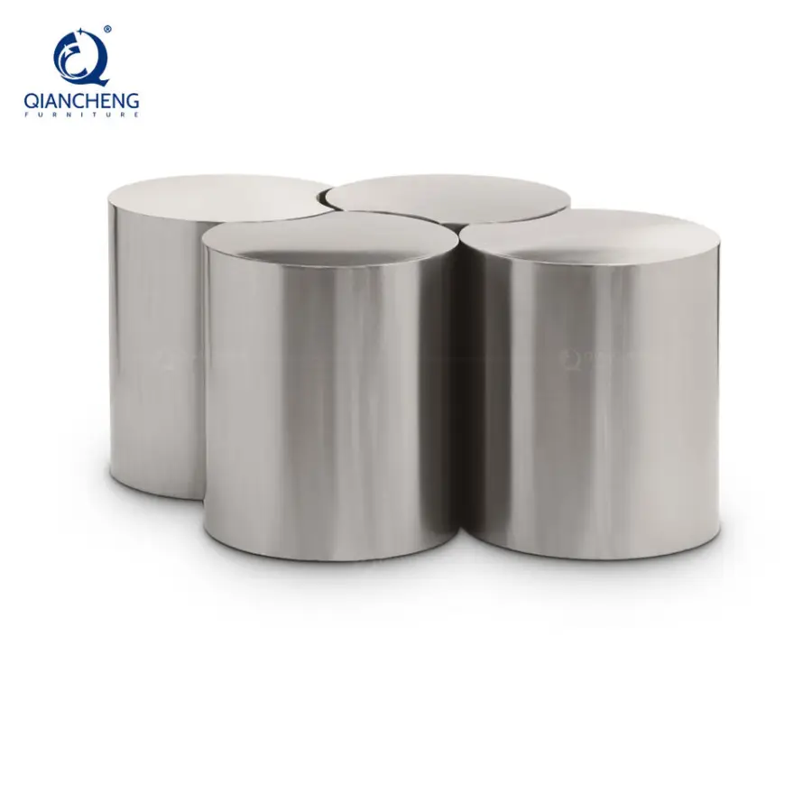 Combination Coffee Side Tea Table for Living Room Foshan Furniture Market Stainless Steel Corner Table and Coffee Table Set — image 7