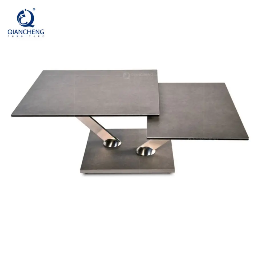 Home Furniture Luxury Italian Expandable Folding Tea Table Sintered Stone Metal Stainless Steel Living Room Center Coffee Table — image 3