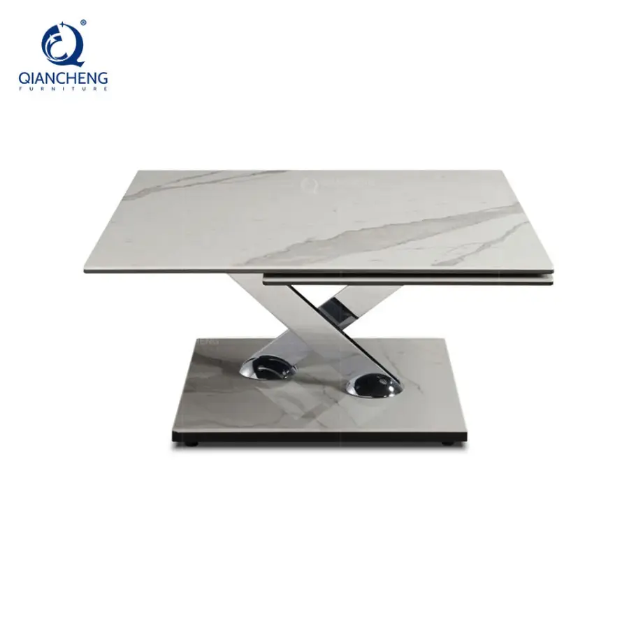 Home Furniture Luxury Italian Expandable Folding Tea Table Sintered Stone Metal Stainless Steel Living Room Center Coffee Table — image 5