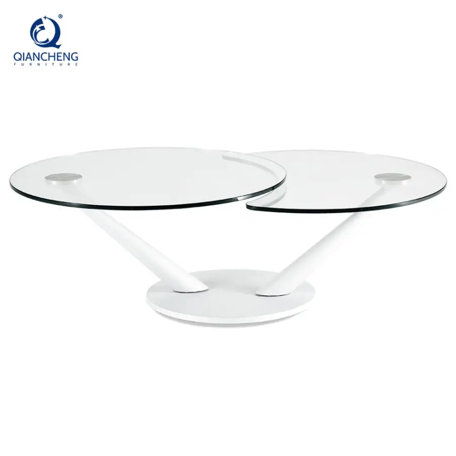 Nordic Modern Simple Circle Glass Rock Plate Sofa Side Table Multifunction Round Metal Rotation Coffee Table Luxury Furniture — image 3