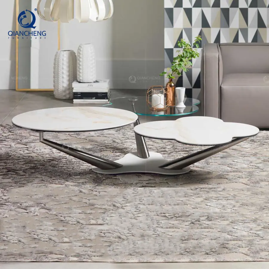 Modern Guesthouse Furniture Creative Rock Plate Rotatable Coffee Table for Small Apartment Living Rooms Factory Wholesal — view 1