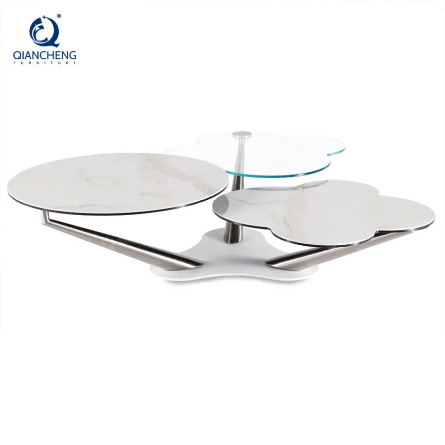 Modern Guesthouse Furniture Creative Rock Plate Rotatable Coffee Table for Small Apartment Living Rooms Factory Wholesale — image 3
