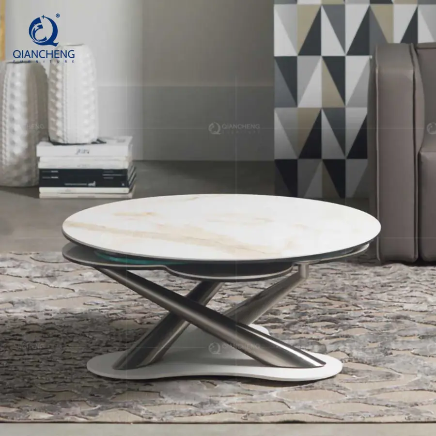 Modern Guesthouse Furniture Creative Rock Plate Rotatable Coffee Table for Small Apartment Living Rooms Factory Wholesale — image 4