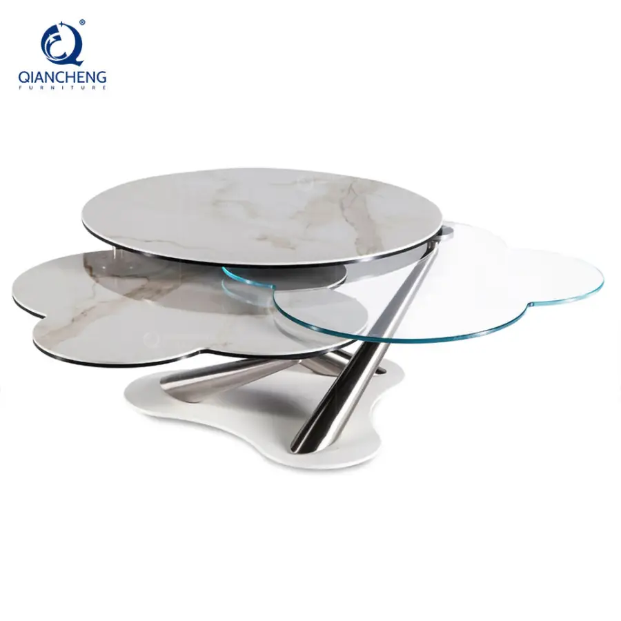 Modern Guesthouse Furniture Creative Rock Plate Rotatable Coffee Table for Small Apartment Living Rooms Factory Wholesale — image 5
