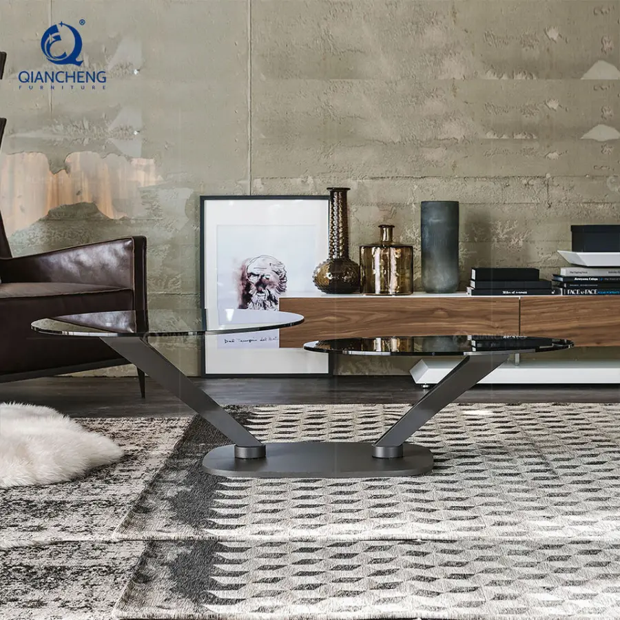 China Foshan Modern Living Room Furniture Multifunctional Round Extendable Center Table Metal Folding Coffee Table — image 3