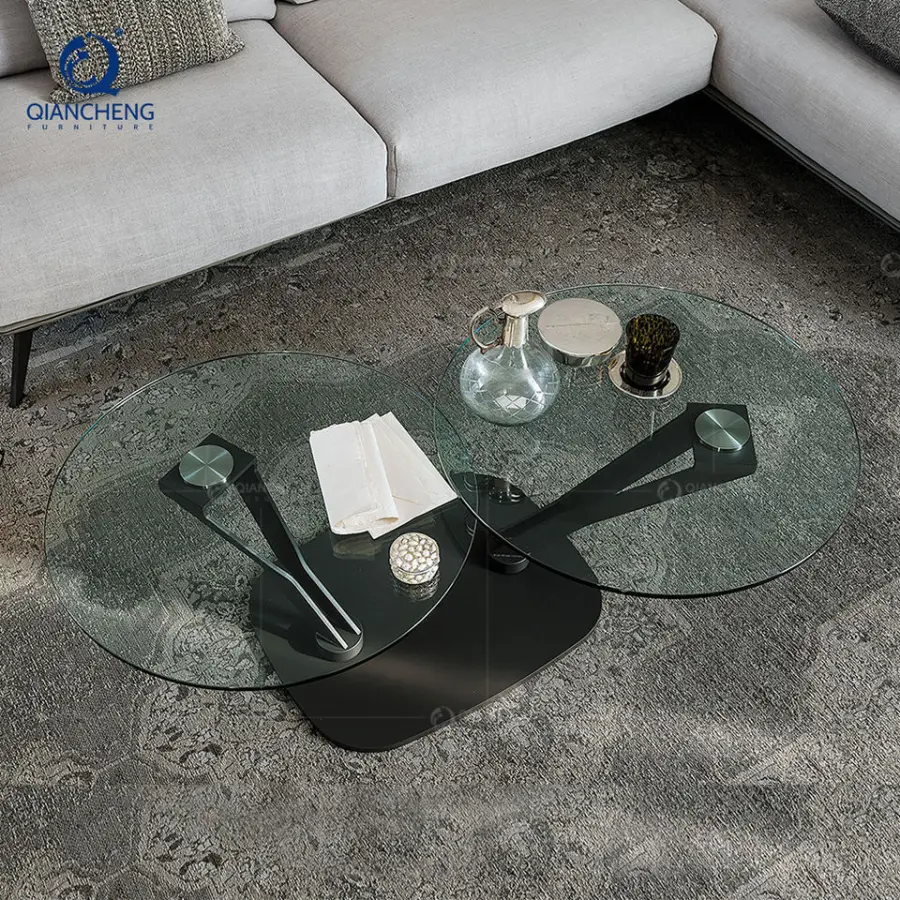 China Foshan Modern Living Room Furniture Multifunctional Round Extendable Center Table Metal Folding Coffee Table — image 4