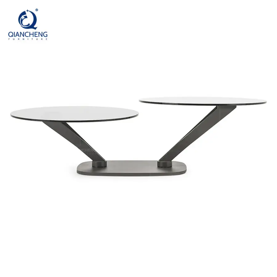 China Foshan Modern Living Room Furniture Multifunctional Round Extendable Center Table Metal Folding Coffee Table — image 6