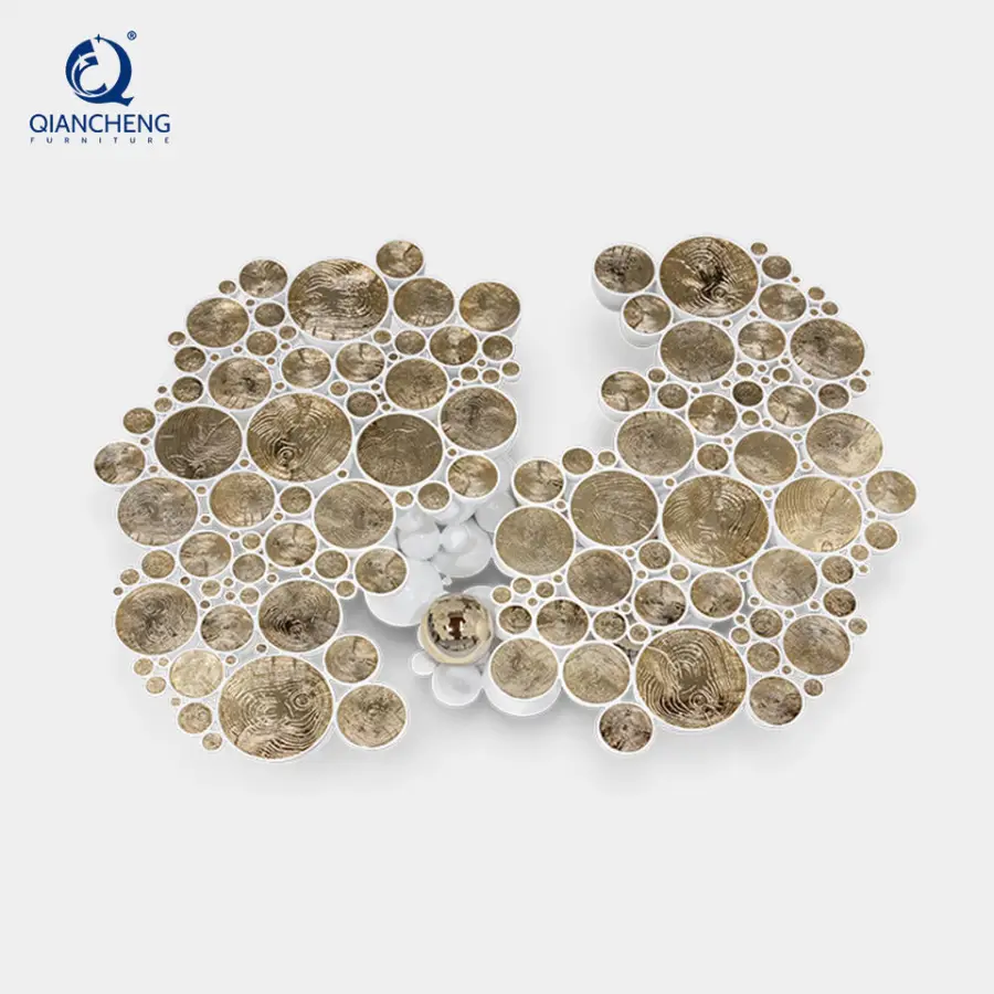 Foshan High-end Hotel Art Design Metal Coffee Table Living Room Furniture Irregular Orb Base Luxury Villa Custom Center Table — image 6