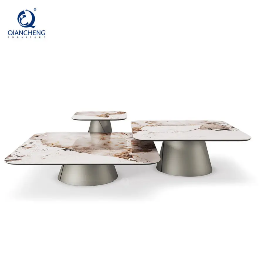 Living Room Sintered Stone Sofa Coffee Table Set Fashion Design Luxury Furniture Metal Grey Center Table — image 4