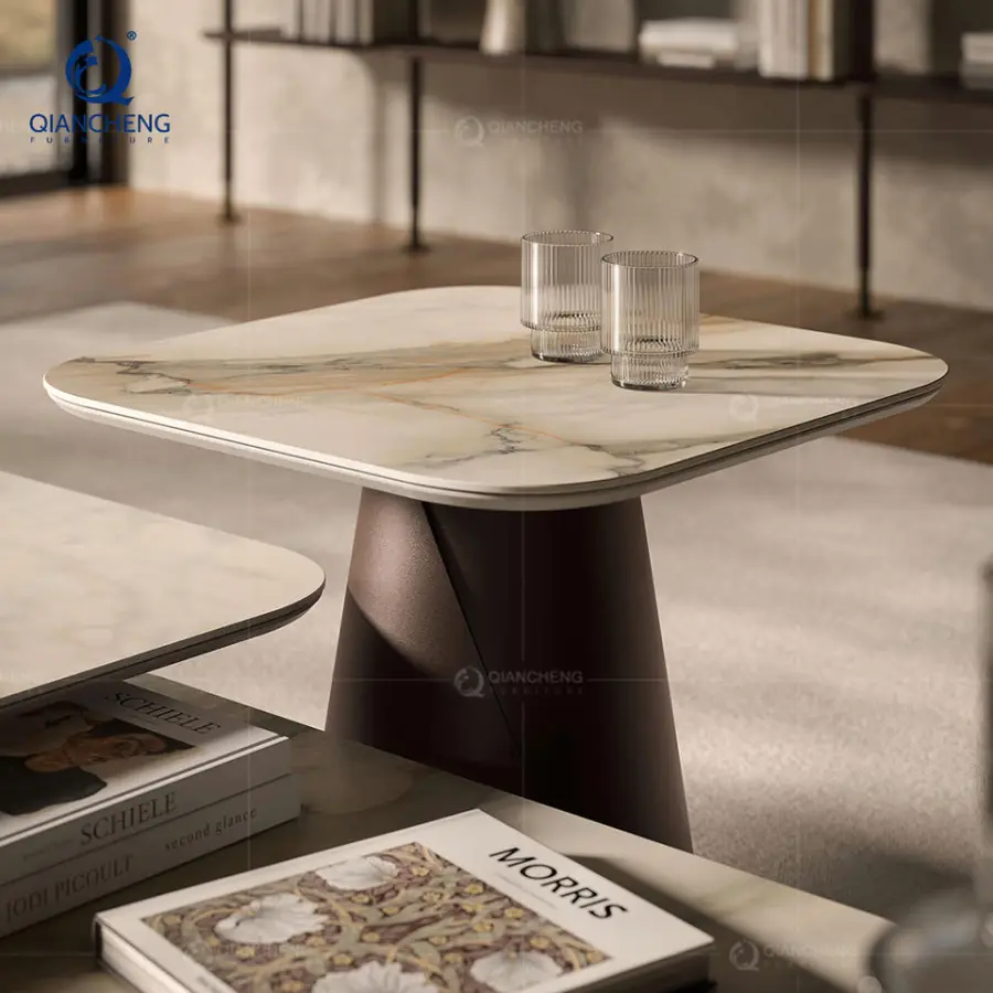 Living Room Sintered Stone Sofa Coffee Table Set Fashion Design Luxury Furniture Metal Grey Center Table — image 5