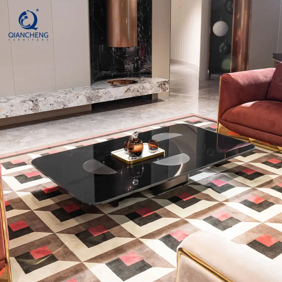 QIANCHENG Guangdong Supplier Custom Wholesale Price Silver 304 201 Stainless Steel Furniture Irregular Shape Coffee Tabl — view 1