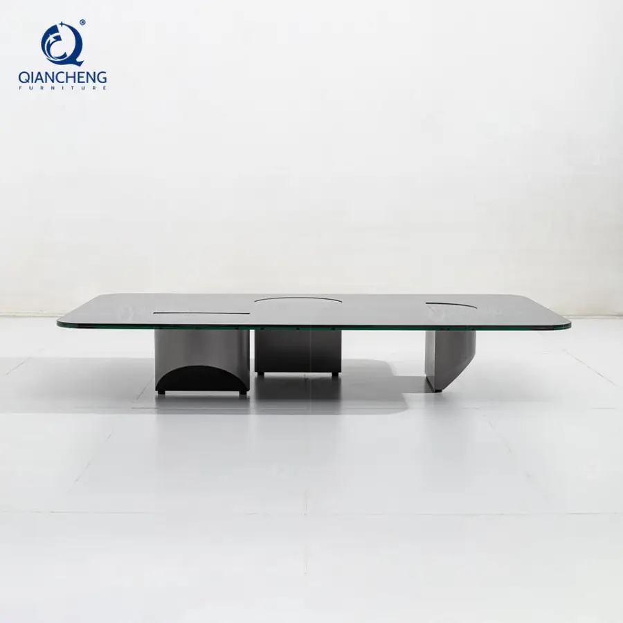 QIANCHENG Guangdong Supplier Custom Wholesale Price Silver 304 201 Stainless Steel Furniture Irregular Shape Coffee Table Set — image 5
