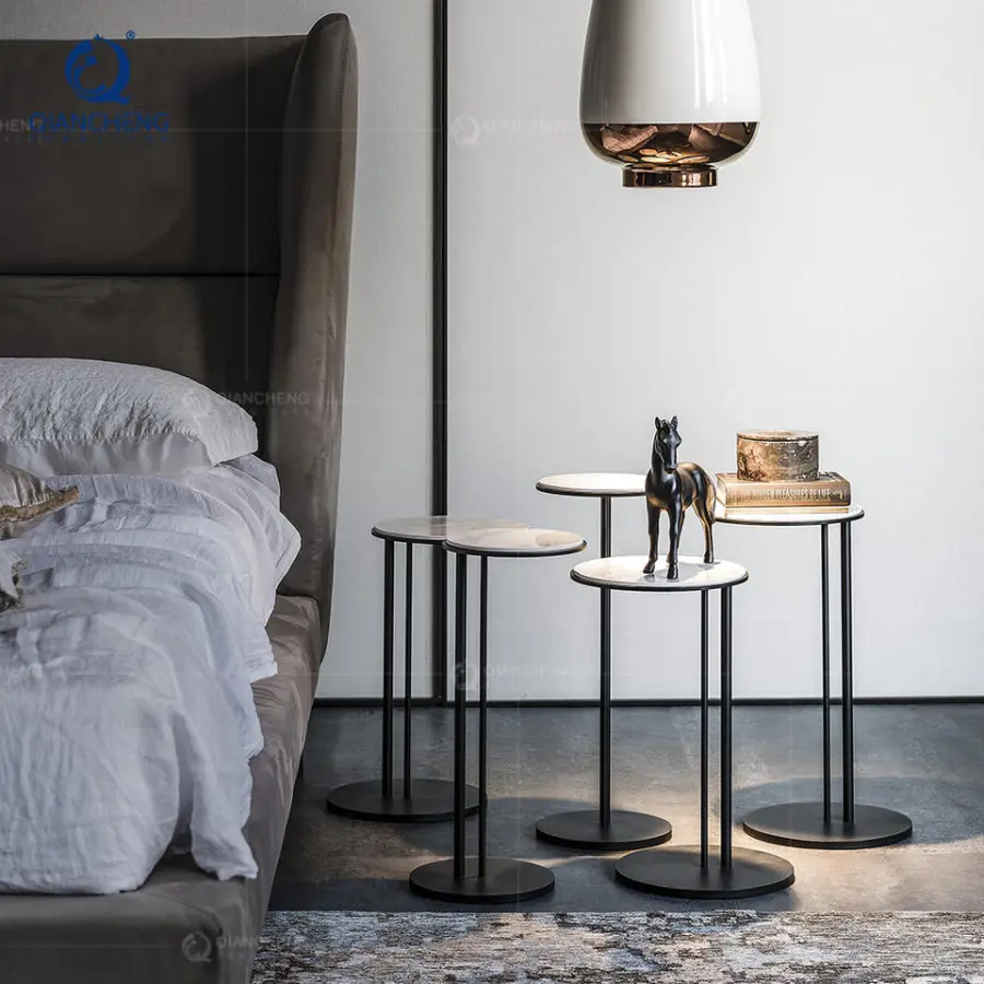 Wholesale Living Room Furniture Luxury Sofa or Bed Night Side Table Minimalist Stainless Steel Round Combination Coffee Table — image 3