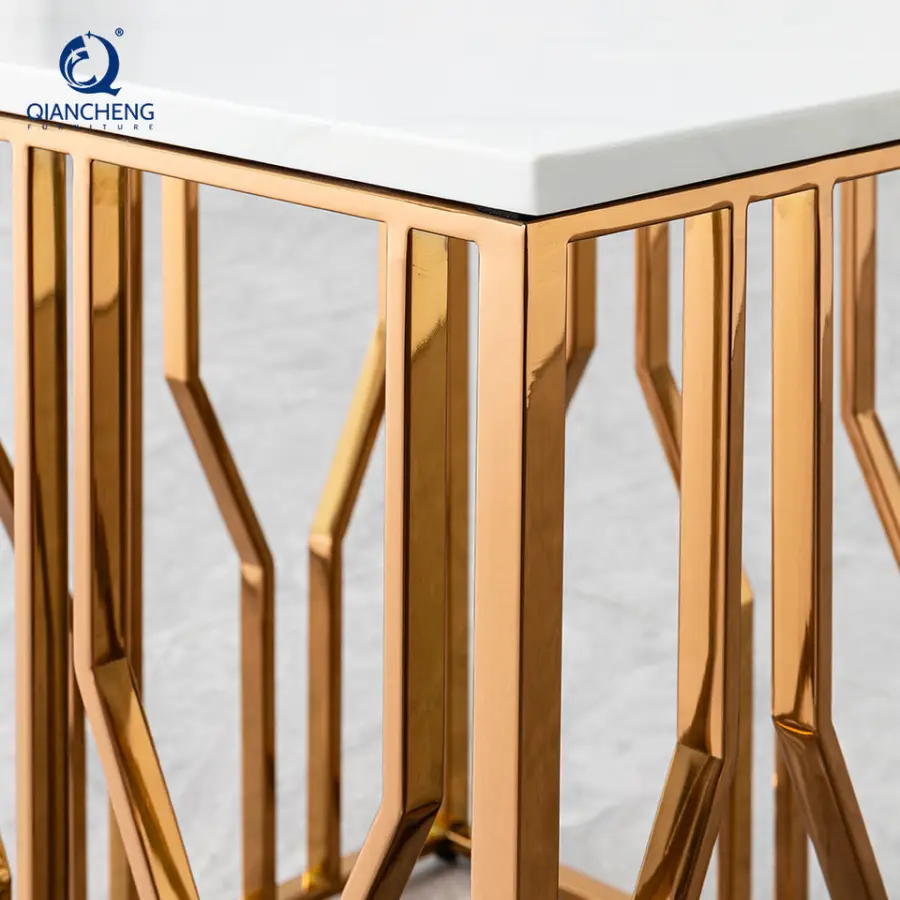 Nordic Style Square Living Room Furniture Marble Elegant Small Coffee Table Sofa Side Nightstands Table with Stainless Steel — image 5