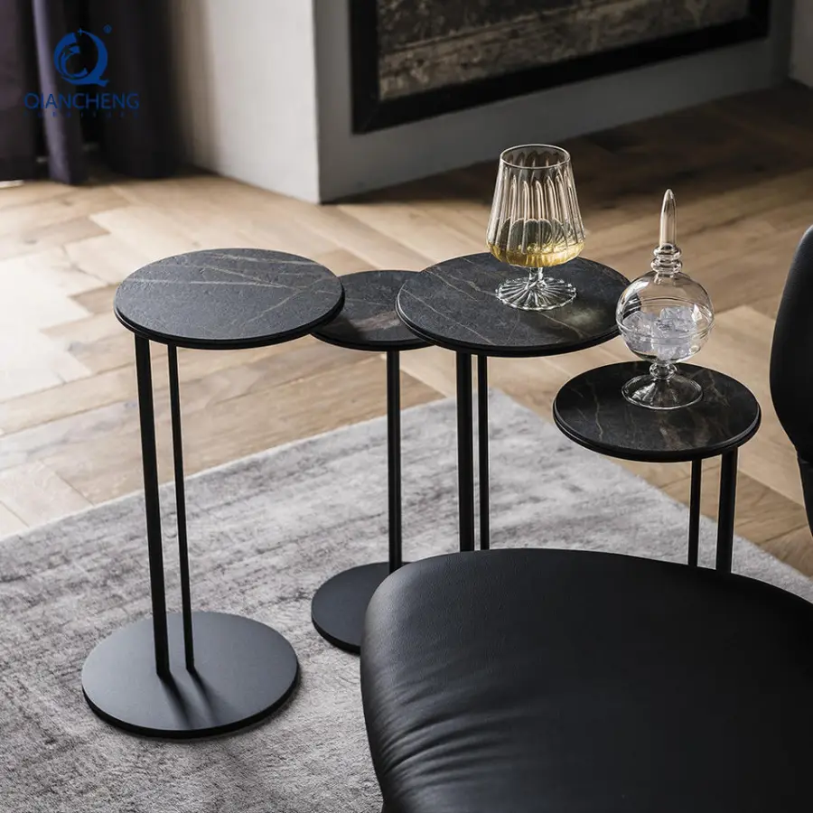 Wholesale Living Room Furniture Luxury Sofa or Bed Night Side Table Minimalist Stainless Steel Round Combination Coffee Table — image 6