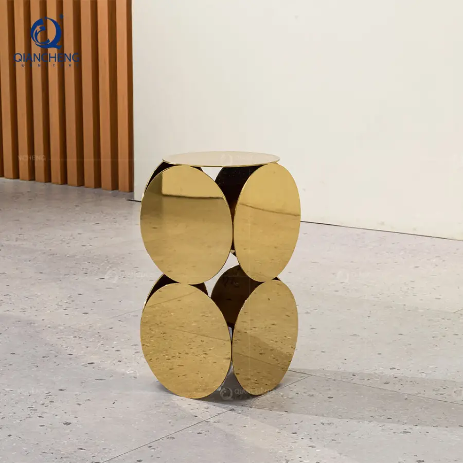 Dongguan High-quality Furniture Custom Factory OEM/ODM Living Room Metal Polished Gloss Irregular Side Table — image 3