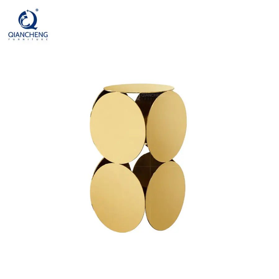Dongguan High-quality Furniture Custom Factory OEM/ODM Living Room Metal Polished Gloss Irregular Side Table — image 5