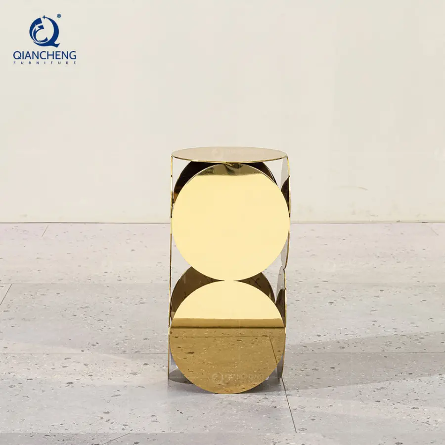 Dongguan High-quality Furniture Custom Factory OEM/ODM Living Room Metal Polished Gloss Irregular Side Table — image 6